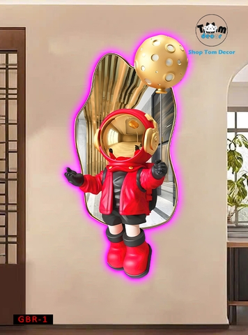 Tranh Led Gấu BearBrck Tranh Tráng Gương Led 3D Có Remot Điều Khiển Từ Xa Và Đinh 4 Chân Treo Tranh - GBR-1