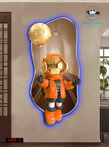 Tranh Led Gấu BearBrck Tranh Tráng Gương Led 3D Có Remot Điều Khiển Từ Xa Và Đinh 4 Chân Treo Tranh - GBR-2