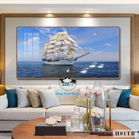 Tranh Tráng Gương Thuận Buồm Xuôi Gió Phong Thuỷ May Mắn Cho Gia Chủ - Mẫu H01TB