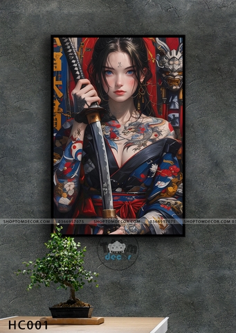 Tranh canvas hình chất trang trí tiệm tatto baber càphê - tranh canvas có khung HC001