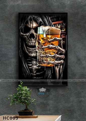 Tranh canvas hình chất trang trí tiệm tatto baber càphê - tranh canvas có khung HC003