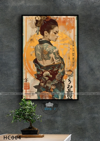 Tranh canvas hình chất trang trí tiệm tatto baber càphê - tranh canvas có khung HC004