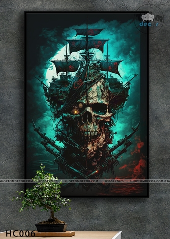 Tranh canvas hình chất trang trí tiệm tatto baber càphê - tranh canvas có khung HC006