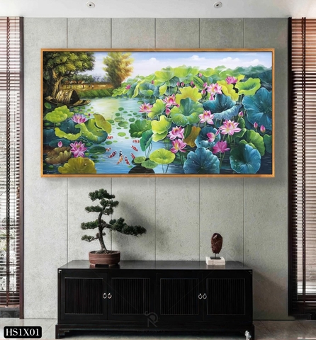 Tranh Hoa Sen Canvas Hoặc Tranh Tráng Gương - HS1X01