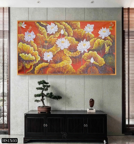 Tranh Hoa Sen Canvas Hoặc Tranh Tráng Gương - HS1X03