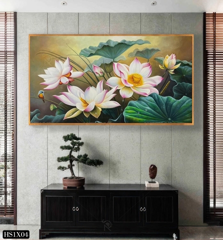 Tranh Hoa Sen Canvas Hoặc Tranh Tráng Gương - HS1X04