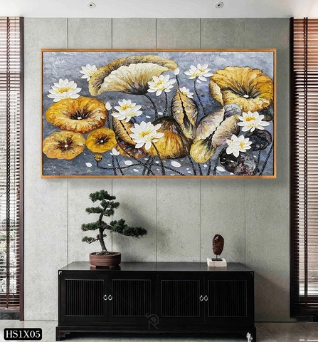 Tranh Hoa Sen Canvas Hoặc Tranh Tráng Gương - HS1X05