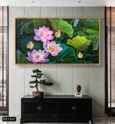 Tranh Hoa Sen Canvas Hoặc Tranh Tráng Gương - HS1X07
