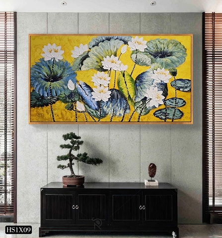 Tranh Hoa Sen Canvas Hoặc Tranh Tráng Gương - HS1X09