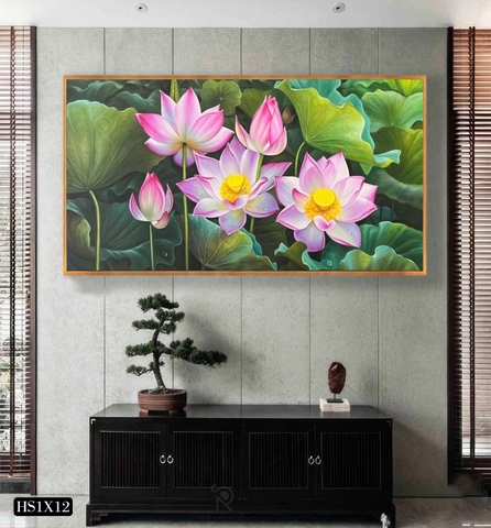 Tranh Hoa Sen Canvas Hoặc Tranh Tráng Gương - HS1X12