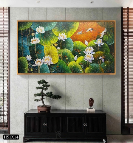 Tranh Hoa Sen Canvas Hoặc Tranh Tráng Gương - HS1X14