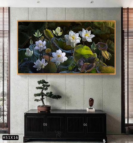 Tranh Hoa Sen Canvas Hoặc Tranh Tráng Gương - HS1X16