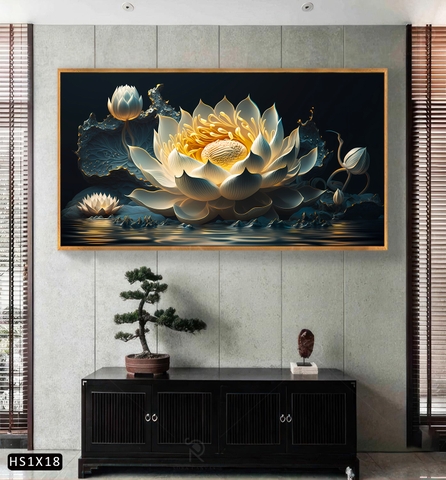 Tranh Hoa Sen Canvas Hoặc Tranh Tráng Gương - HS1X18
