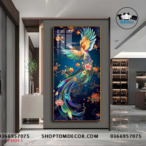 Tranh Tráng Gương Phượng Hoàng Rực Lửa - Tranh Phong Thuỷ Cao Cấp Treo Tường PH011