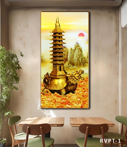 Tranh Rùa Vàng Kim Quy Phong Thuỷ Trấn An Gia Chủ Giải Tà Khí Thu Hút Vận May RVPT-1