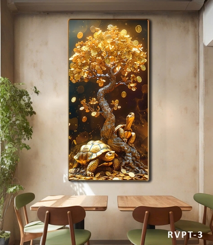 Tranh Rùa Vàng Kim Quy Phong Thuỷ Trấn An Gia Chủ Giải Tà Khí Thu Hút Vận May RVPT-3