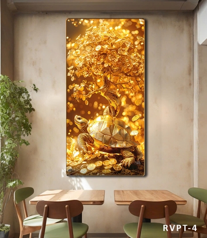 Tranh Rùa Vàng Kim Quy Phong Thuỷ Trấn An Gia Chủ Giải Tà Khí Thu Hút Vận May RVPT-4