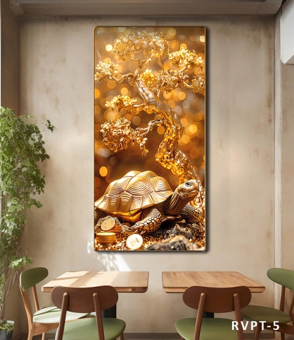 Tranh Rùa Vàng Kim Quy Phong Thuỷ Trấn An Gia Chủ Giải Tà Khí Thu Hút Vận May RVPT-5