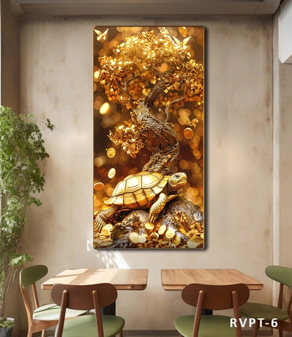 Tranh Rùa Vàng Kim Quy Phong Thuỷ Trấn An Gia Chủ Giải Tà Khí Thu Hút Vận May RVPT-6