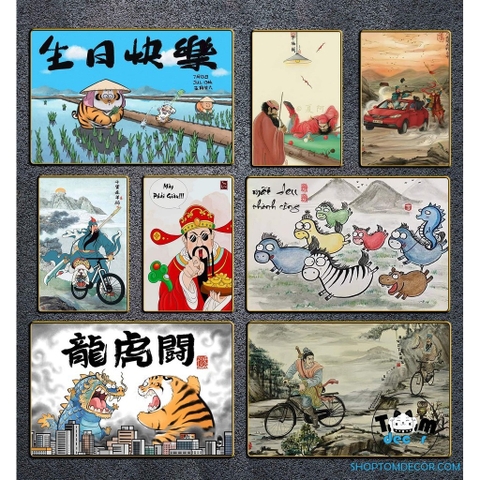 Tranh Vô Tri Tổng Hợp Nhiều Mẫu Mã Đáo Thành Công,Quan Vũ Cưỡi Vespa,Long Tranh Hổ Đấu - Tranh Tráng Gương