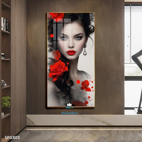 Tranh nghệ thuật tráng gương khổ dọc cao cấp - SPGX02