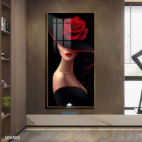 Tranh nghệ thuật tráng gương khổ dọc cao cấp - SPGX02