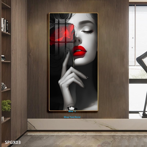 Tranh nghệ thuật tráng gương khổ dọc cao cấp - SPGX03