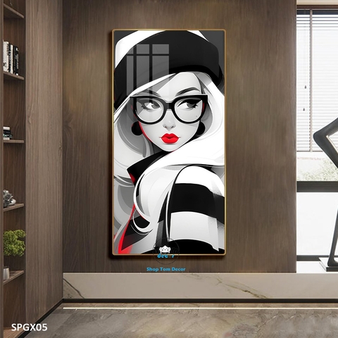 Tranh nghệ thuật tráng gương khổ dọc cao cấp - SPGX05