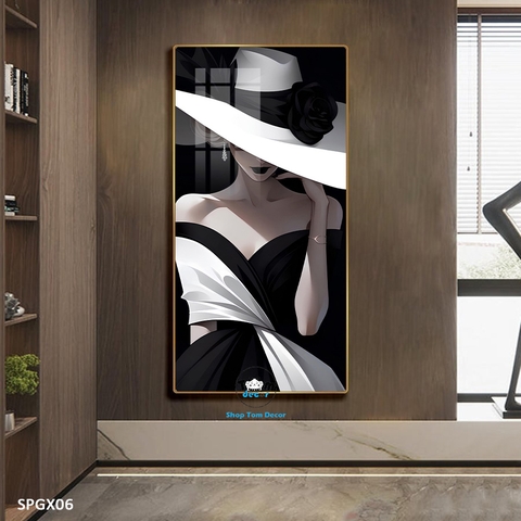 Tranh nghệ thuật tráng gương khổ dọc cao cấp - SPGX06