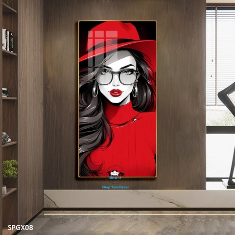 Tranh nghệ thuật tráng gương khổ dọc cao cấp - SPGX08