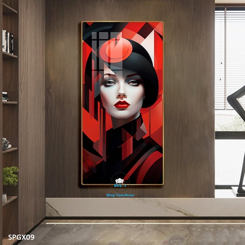 Tranh nghệ thuật tráng gương khổ dọc cao cấp - SPGX09