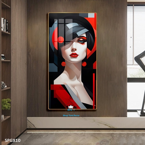 Tranh nghệ thuật tráng gương khổ dọc cao cấp - SPGX10