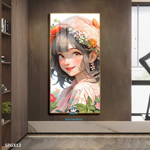 Tranh nghệ thuật tráng gương khổ dọc cao cấp - SPGX12