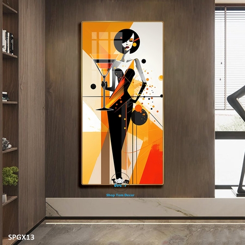 Tranh nghệ thuật tráng gương khổ dọc cao cấp - SPGX13