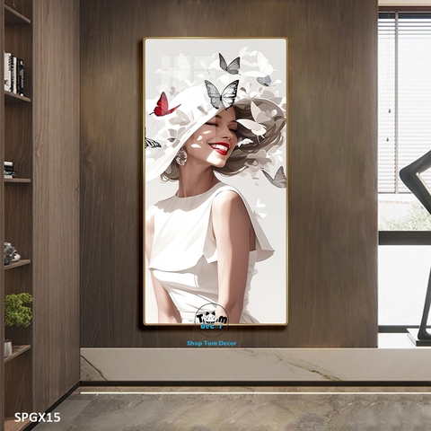 Tranh nghệ thuật tráng gương khổ dọc cao cấp - SPGX15