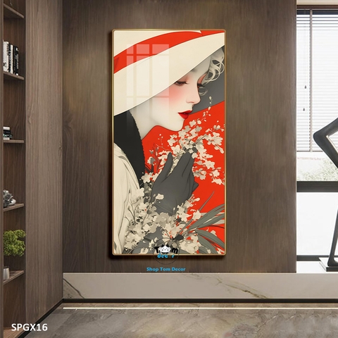 Tranh nghệ thuật tráng gương khổ dọc cao cấp - SPGX16