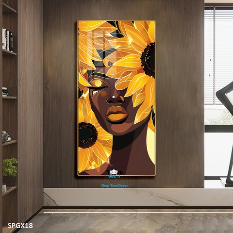 Tranh nghệ thuật tráng gương khổ dọc cao cấp - SPGX18