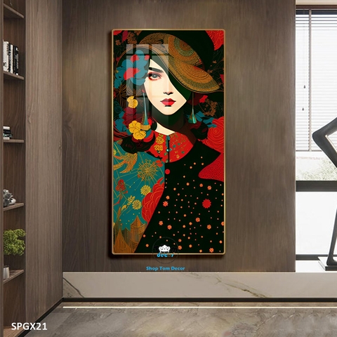 Tranh nghệ thuật tráng gương khổ dọc cao cấp - SPGX21