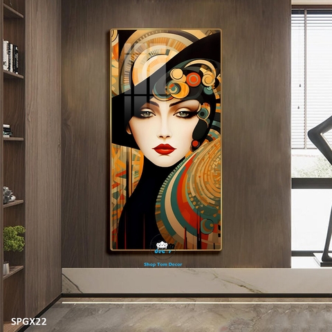 Tranh nghệ thuật tráng gương khổ dọc cao cấp - SPGX22