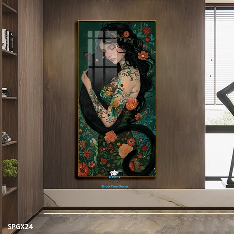 Tranh nghệ thuật tráng gương khổ dọc cao cấp - SPGX24