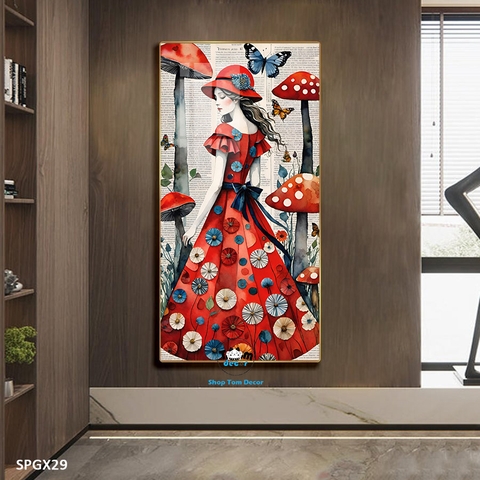 Tranh nghệ thuật tráng gương khổ dọc cao cấp - SPGX29