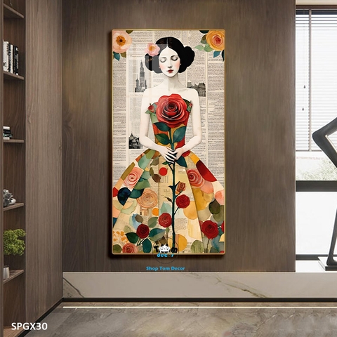 Tranh nghệ thuật tráng gương khổ dọc cao cấp - SPGX30