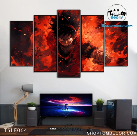 Tranh Luffy Gear 5 Ghép Hiệu Ứng Neon Tráng Gương Dán Tường,Tranh Canvas,Tráng Gương Nhựa Formex 5mm - Tranh One Piece T5LF064