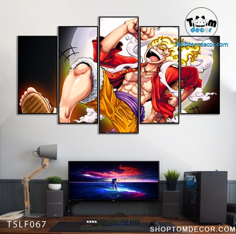Tranh Luffy Gear 5 Ghép Hiệu Ứng Neon Tráng Gương Dán Tường,Tranh Canvas,Tráng Gương Nhựa Formex 5mm - Tranh One Piece T5LF067