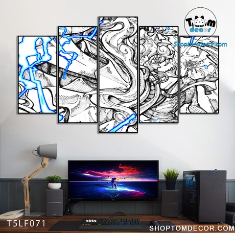 Tranh Luffy Gear 5 Ghép Hiệu Ứng Neon Tráng Gương Dán Tường,Tranh Canvas,Tráng Gương Nhựa Formex 5mm - Tranh One Piece T5LF071