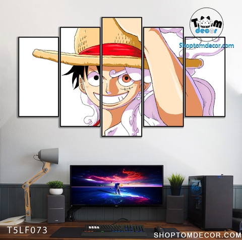 Tranh Luffy Gear 5 Ghép Hiệu Ứng Neon Tráng Gương Dán Tường,Tranh Canvas,Tráng Gương Nhựa Formex 5mm - Tranh One Piece T5LF073