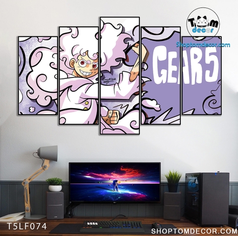 Tranh Luffy Gear 5 Ghép Hiệu Ứng Neon Tráng Gương Dán Tường,Tranh Canvas,Tráng Gương Nhựa Formex 5mm - Tranh One Piece T5LF074