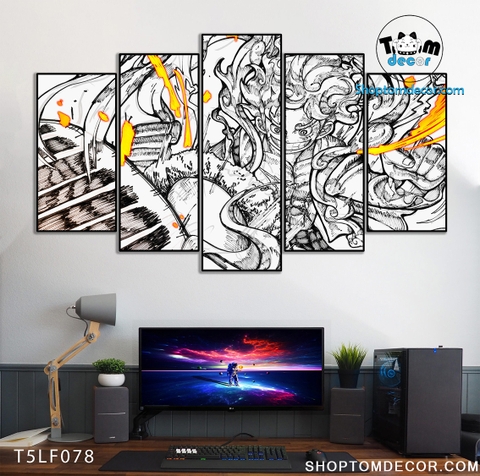 Tranh Luffy Gear 5 Ghép Hiệu Ứng Neon Tráng Gương Dán Tường,Tranh Canvas,Tráng Gương Nhựa Formex 5mm - Tranh One Piece T5LF078