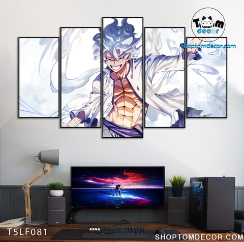 Tranh Luffy Gear 5 Ghép Hiệu Ứng Neon Tráng Gương Dán Tường,Tranh Canvas,Tráng Gương Nhựa Formex 5mm - Tranh One Piece T5LF081