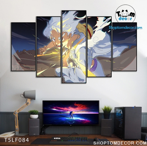 Tranh Luffy Gear 5 Ghép Hiệu Ứng Neon Tráng Gương Dán Tường,Tranh Canvas,Tráng Gương Nhựa Formex 5mm - Tranh One Piece T5LF084